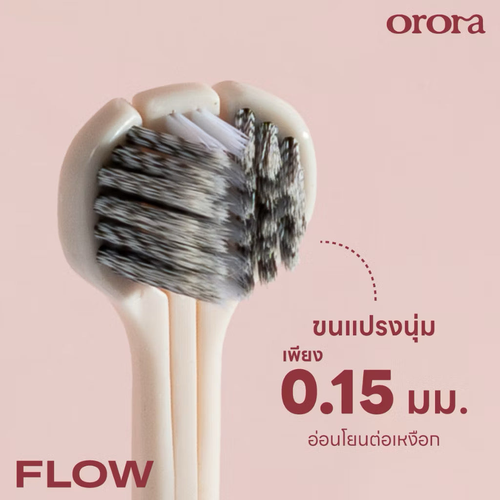 Orora แปรงสีฟัน ออโรร่า รุ่น Flow แปรงสีฟัน 3 หัว ขนนิ่ม Super soft เทคโนโลยี Dynamic Clean