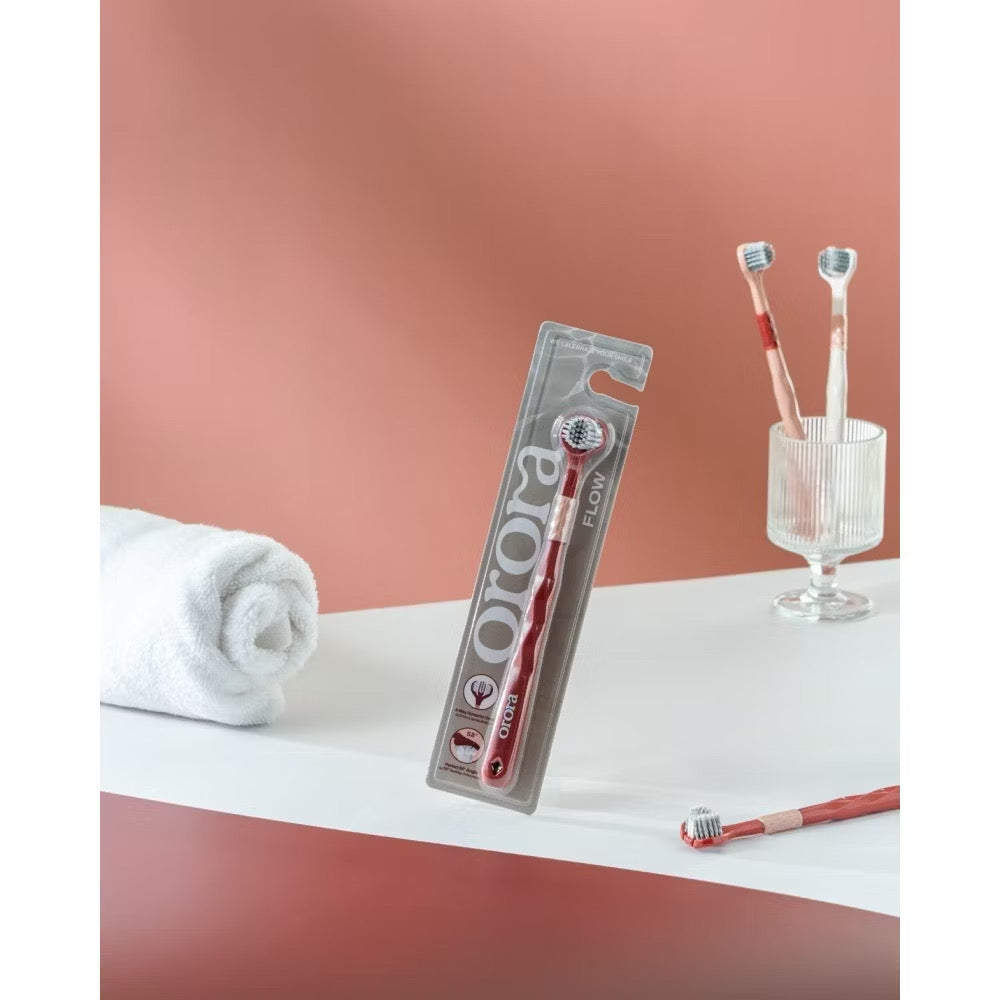 Orora แปรงสีฟัน ออโรร่า รุ่น Flow แปรงสีฟัน 3 หัว ขนนิ่ม Super soft เทคโนโลยี Dynamic Clean