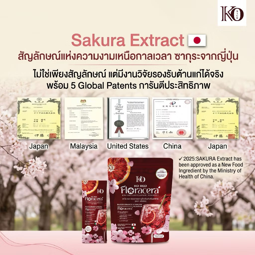 Ko Rich Ko Red ฟลอราเซร่า เคโอริช FLORACERA นวัตกรรมดักฝ้า กด เม็ดสี 1 ถุง 10 ซอง
