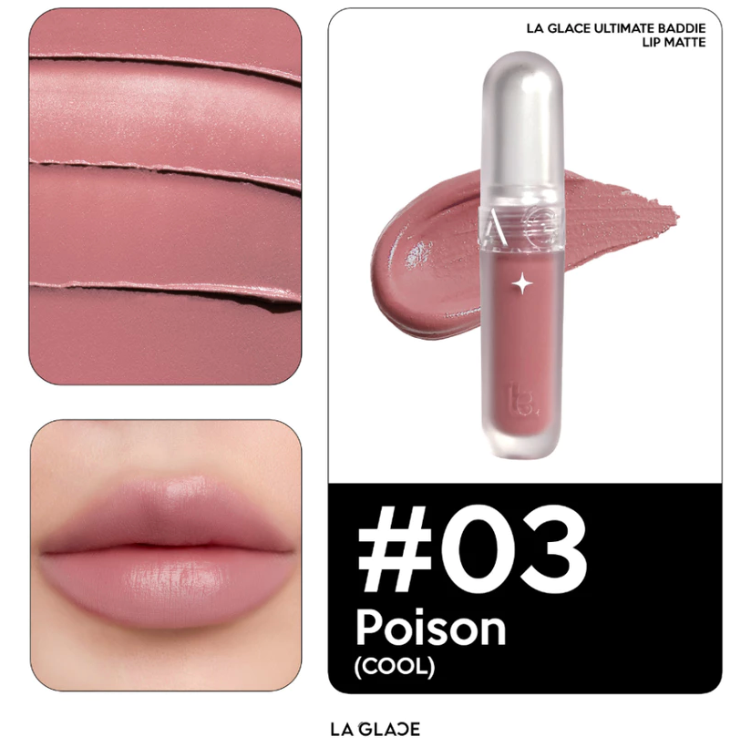 ⛔️ (Pre-order) LA GLACE Ultimate Baddie Lip Matte ลิปเนื้อนุ่ม soft matte 2.3g.
