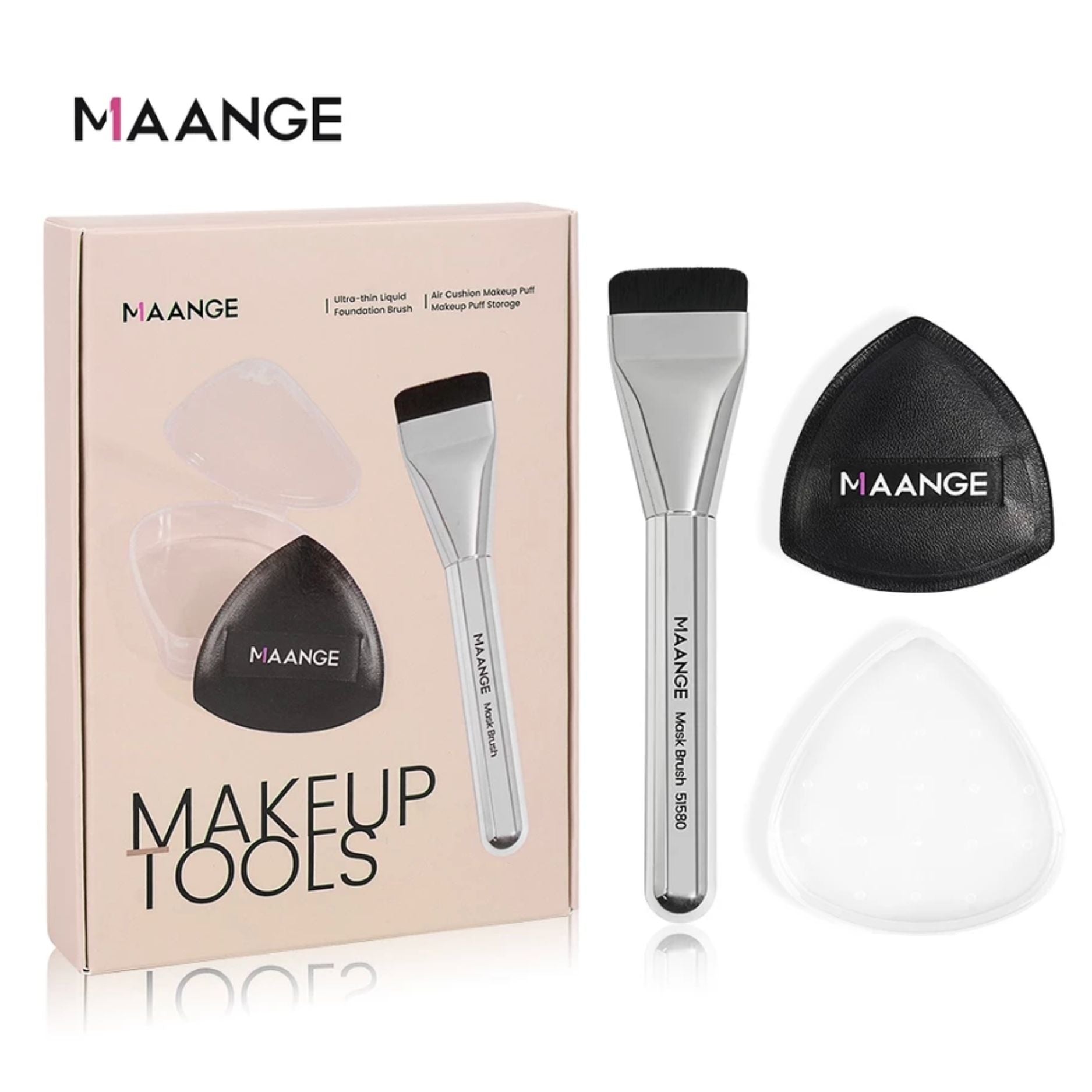 MAANGE Foundation Brush Set แปรงรองพื้น & พัฟนุ่มเรียบเนียน เกลี่ยรองพื้นติดผิว