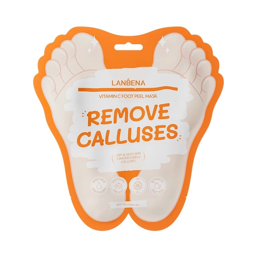 LANBENA หน้ากากเท้า Foot Peeling Mask มาส์กขัดผิวเท้า บํารุงเท้า ส้นเท้าแตก ลอกเท้า 🧡 1 แผ่น