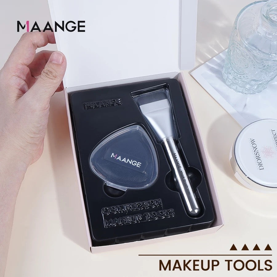 MAANGE Foundation Brush Set แปรงรองพื้น & พัฟนุ่มเรียบเนียน เกลี่ยรองพื้นติดผิว