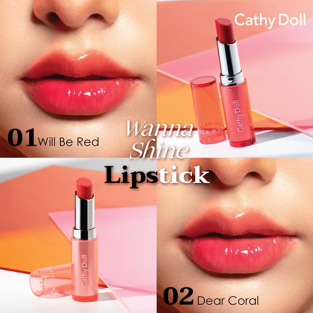 (Pre-order) Cathy Doll Wanna Shine Lipstick ลิปสติกเนื้อฉ่ำวาว 3g (มี13เฉดให้เลือก)