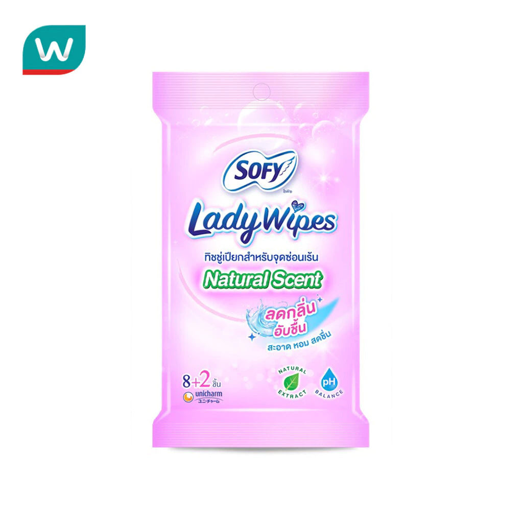 (Pre-order) Sofy Lady Wipes Natural Scent ทิชชู่เปียกสำหรับจุดซ่อนเร้น 10 แผ่น