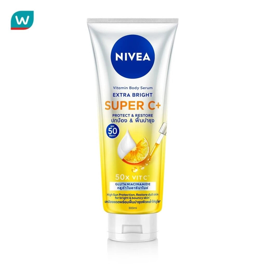 (Pre-order) NIVEA Vitamin Body Serum Extra Bright Super C+ บอดี้เซรั่มบำรุงผิวกาย SPF50 PA+++ 300ml