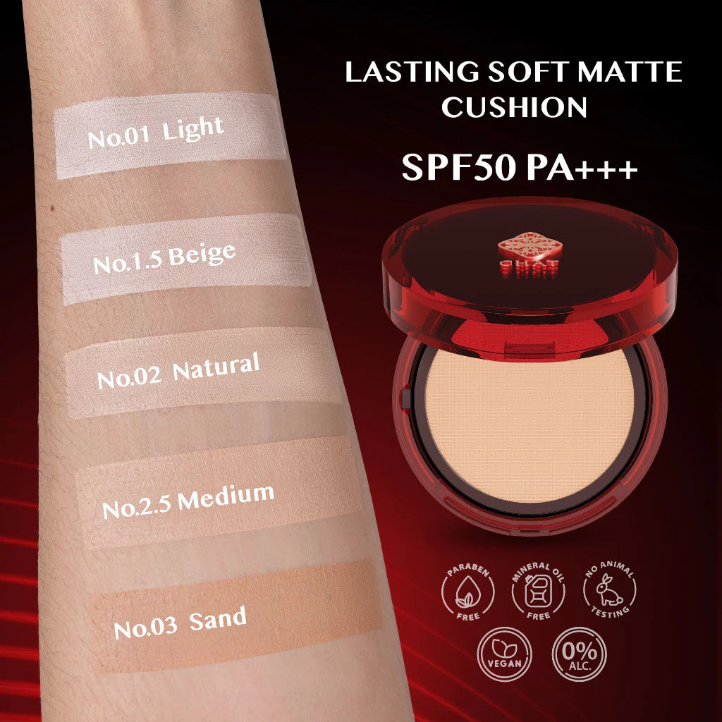 ⛔️ (Pre-order) CHAT COSMETICS Lasting Soft Matte Cushion SPF50PA+++ คุชชั่นเนื้อแมตต์บางเบา ผิวสวย Soft Matte Finish 14g.