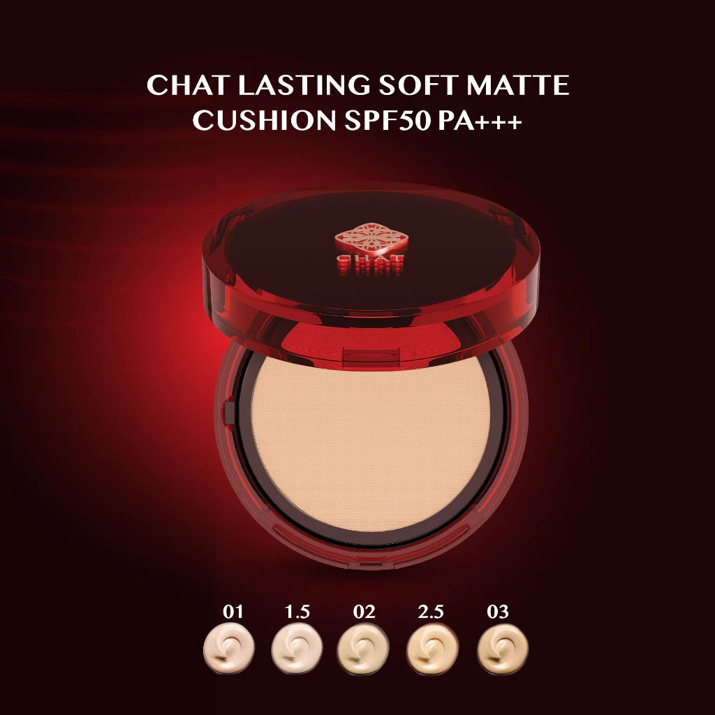 ⛔️ (Pre-order) CHAT COSMETICS Lasting Soft Matte Cushion SPF50PA+++ คุชชั่นเนื้อแมตต์บางเบา ผิวสวย Soft Matte Finish 14g.
