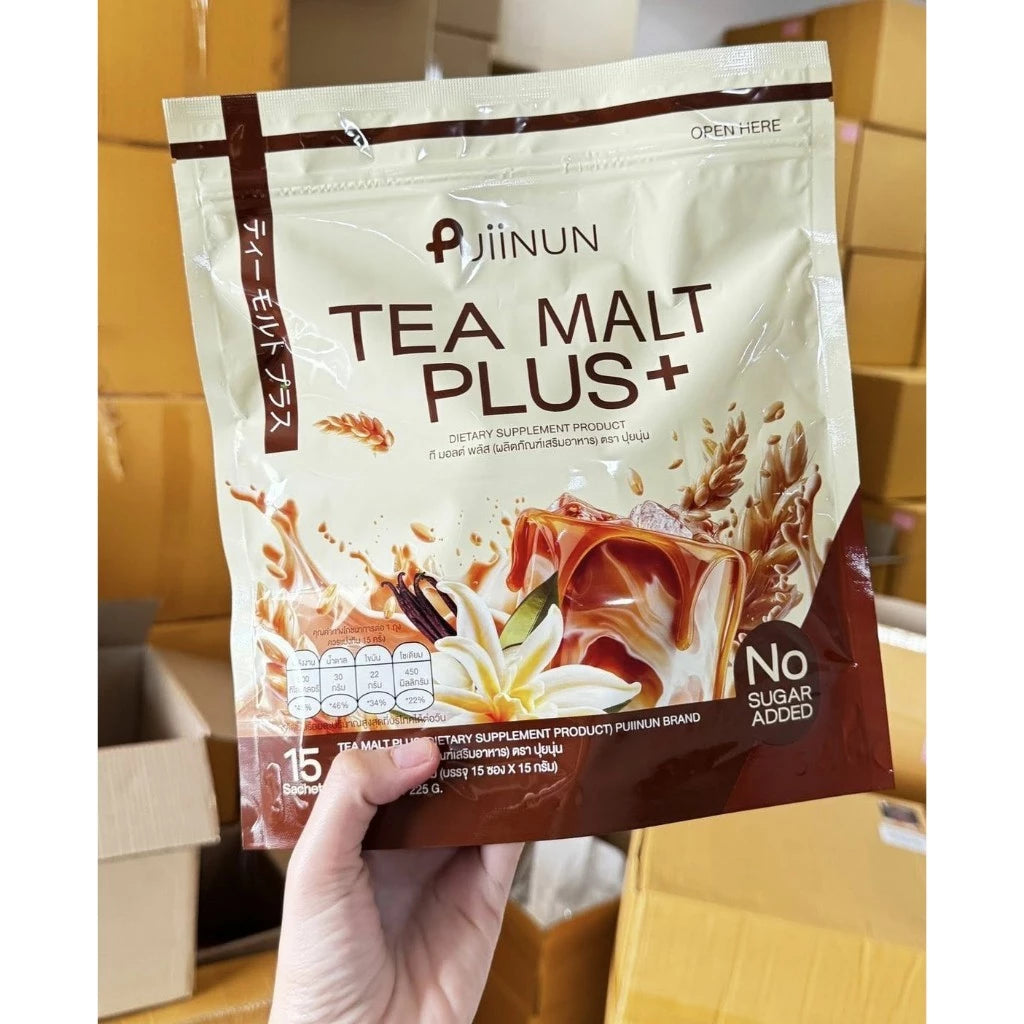 PUIINUN Tea Malt Mix Plus ปุยนุ่น ที มอลต์ มิกซ์ พลัส 1 ห่อบรรจุ 15 ซอง