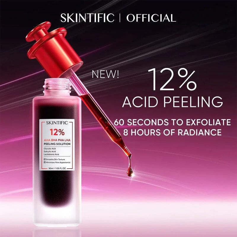 SKINTIFIC AHA BHA PHA LHA Peeling Solution เซรั่มผลัดเซลล์ผิว เพื่อผิวเรียบเนียน 30 ml
