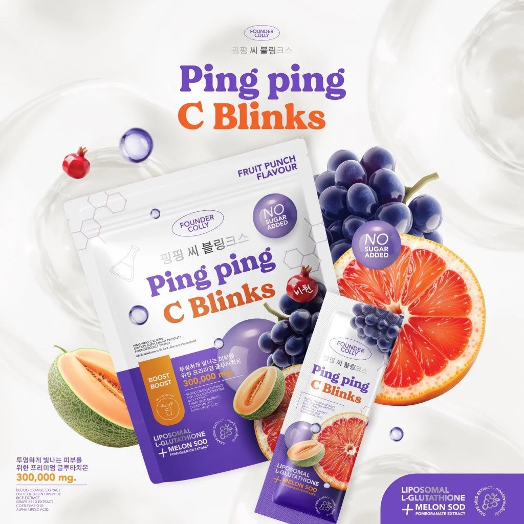 FOUNDER COLLY Ping Ping C Blinks น้ำชงกลูต้า ปิ๊ง ปิ๊ง ซี บริ๊งค์ 30 ซอง