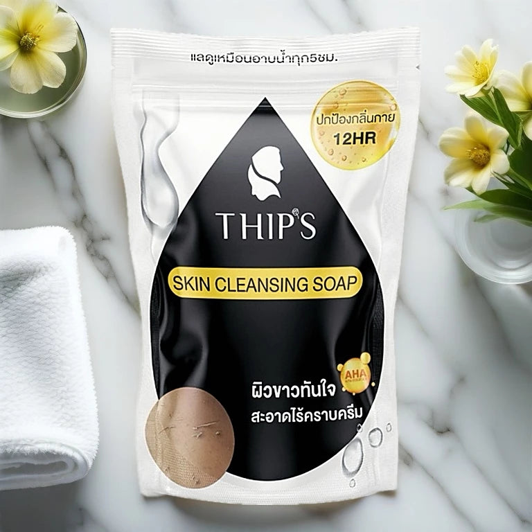 🧼 Thip's Skin Cleansing Soap สบู่ทิพย์สุ ฟอกผิวกาย ขจัดคราบครีมและขี้ไคล ก้อนใหญ่ 180g.
