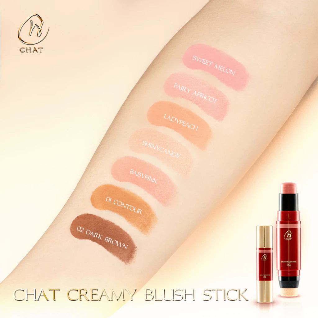 ⛔️ (Pre-order) CHAT COSMETICS Creamy Blush Stick บลัชออนแบบแท่ง เนื้อครีม พร้อมฟองน้ำเกลี่ยในตัว 7g.