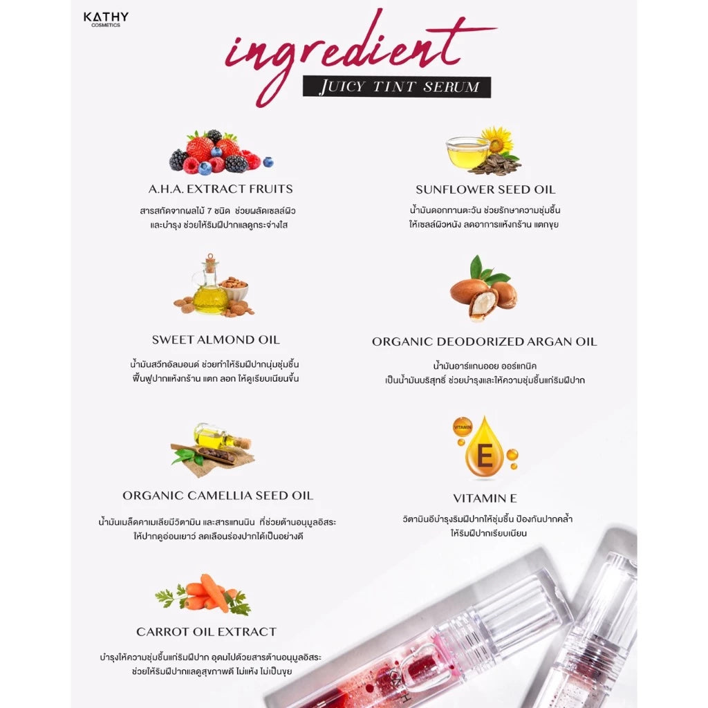 ⛔️ (Pre-order) KATHY AMREZ Juicy Tint Serum ลิปทินท์กลอส ปากฉ่ำวาว 3.3g.