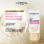 ⛔️ (Pre-order) L'OREAL Paris UV Defender Bright &Clear (Pink) SPF50+ PA++++  เซรั่มกันแดดผิวไบรท์ ออร่า  50ml