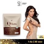 Q Russ Coffee Plus คิวรัสส์ คอฟฟี่พลัส สูตรใหม่ กาแฟคุมหิว อิ่มนาน เผาผลาญ ลดน้ำหนัก 450g (30 ซอง) 💖 coming soon