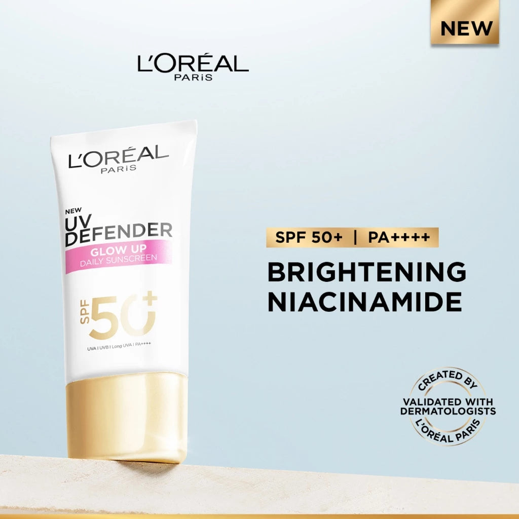 ⛔️ (Pre-order) L'OREAL Paris UV Defender Bright &Clear (Pink) SPF50+ PA++++  เซรั่มกันแดดผิวไบรท์ ออร่า  50ml