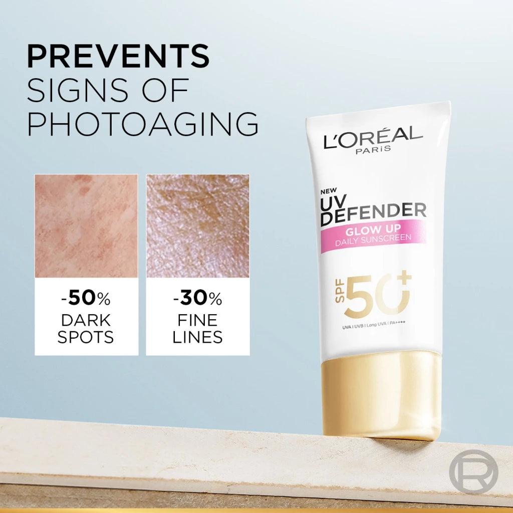 ⛔️ (Pre-order) L'OREAL Paris UV Defender Bright &Clear (Pink) SPF50+ PA++++  เซรั่มกันแดดผิวไบรท์ ออร่า  50ml