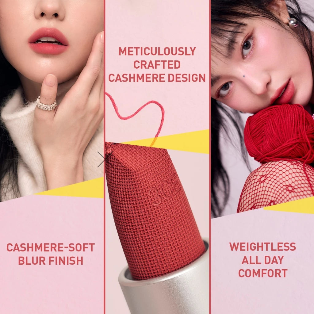 ⛔️ (Pre-order) 3CE Cashmerehug Lipstick ลิปแมทซอฟต์ เบลอปากนุ่ม สีชัด หรูหรา  4g