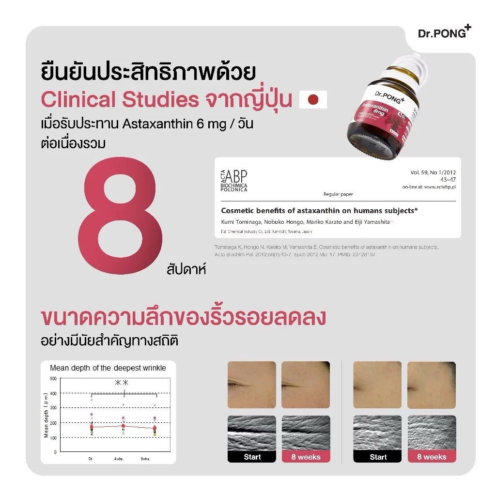 DR.PONG Astaxanthin AstaREAL แอสตร้า ช่วยชะลอริ้วรอย ลดจุดด่างดำ 30 เม็ด
