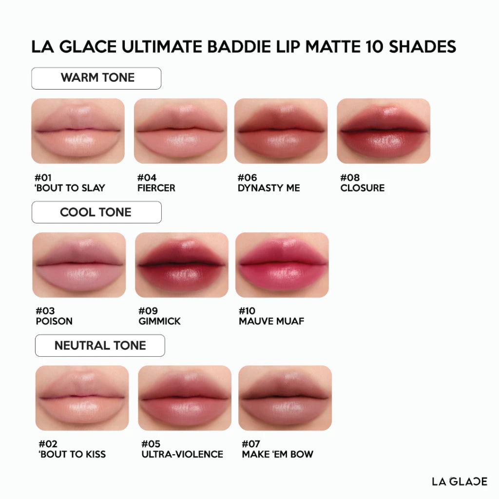 ⛔️ (Pre-order) LA GLACE Ultimate Baddie Lip Matte ลิปเนื้อนุ่ม soft matte 2.3g.
