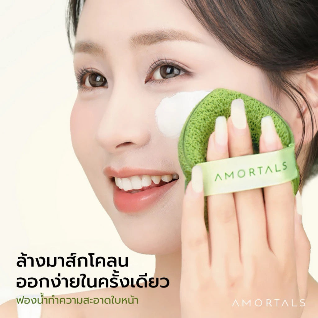 AMORTALS Puff รุ่น Wash to Smile – พัฟฟองน้ำล้างหน้า (1 แพ็ค บรรจุ 3 ชิ้น)