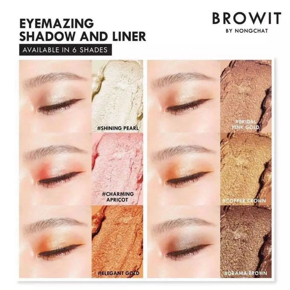 ⛔️ (Pre-order) CHAT COSMETICS Browit By Nongchat Eyemazing Shadow and Liner อายแชโดว์แบบแท่ง 2in1 กันน้ำ กันเหงื่อ 0.60g.