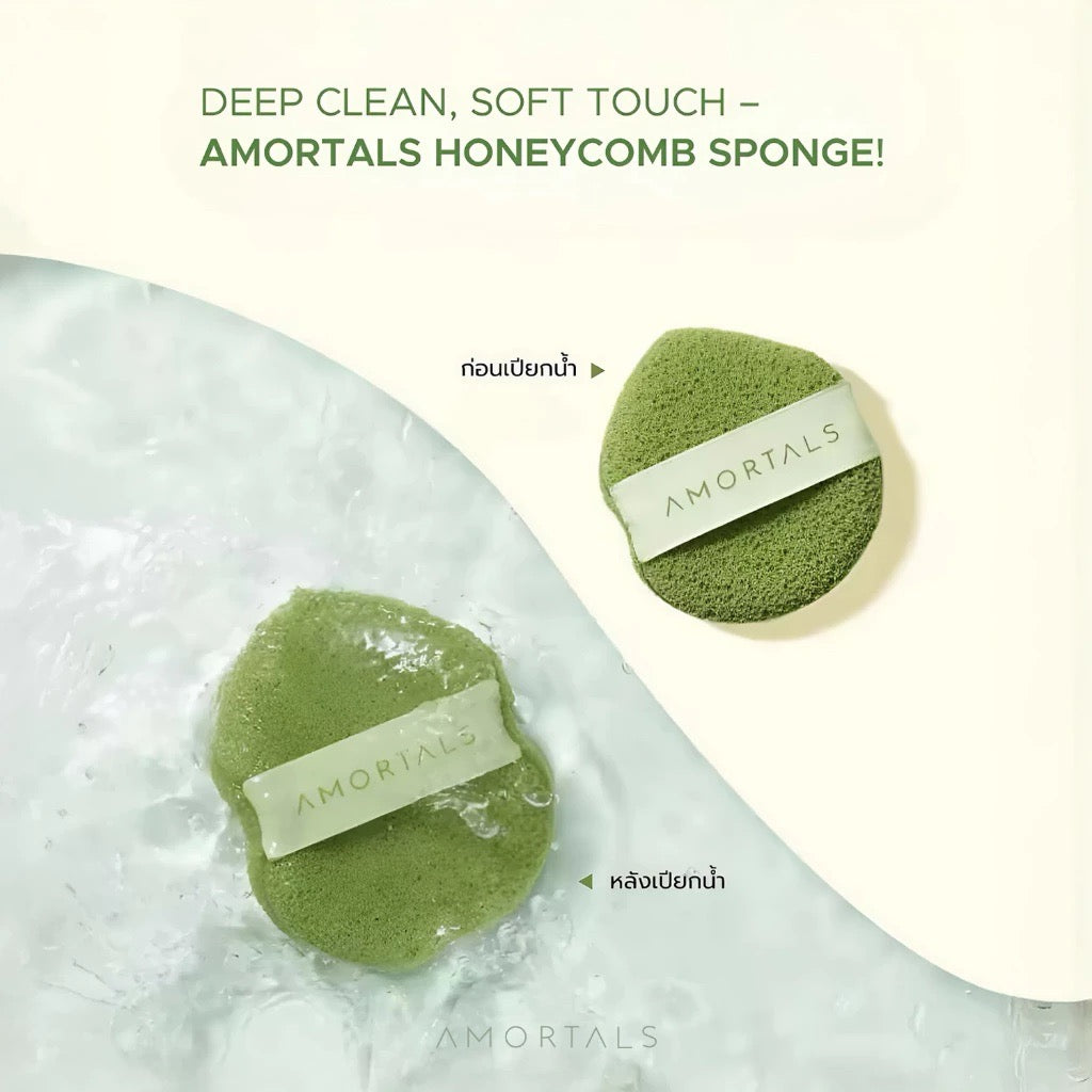 AMORTALS Puff รุ่น Wash to Smile – พัฟฟองน้ำล้างหน้า (1 แพ็ค บรรจุ 3 ชิ้น)