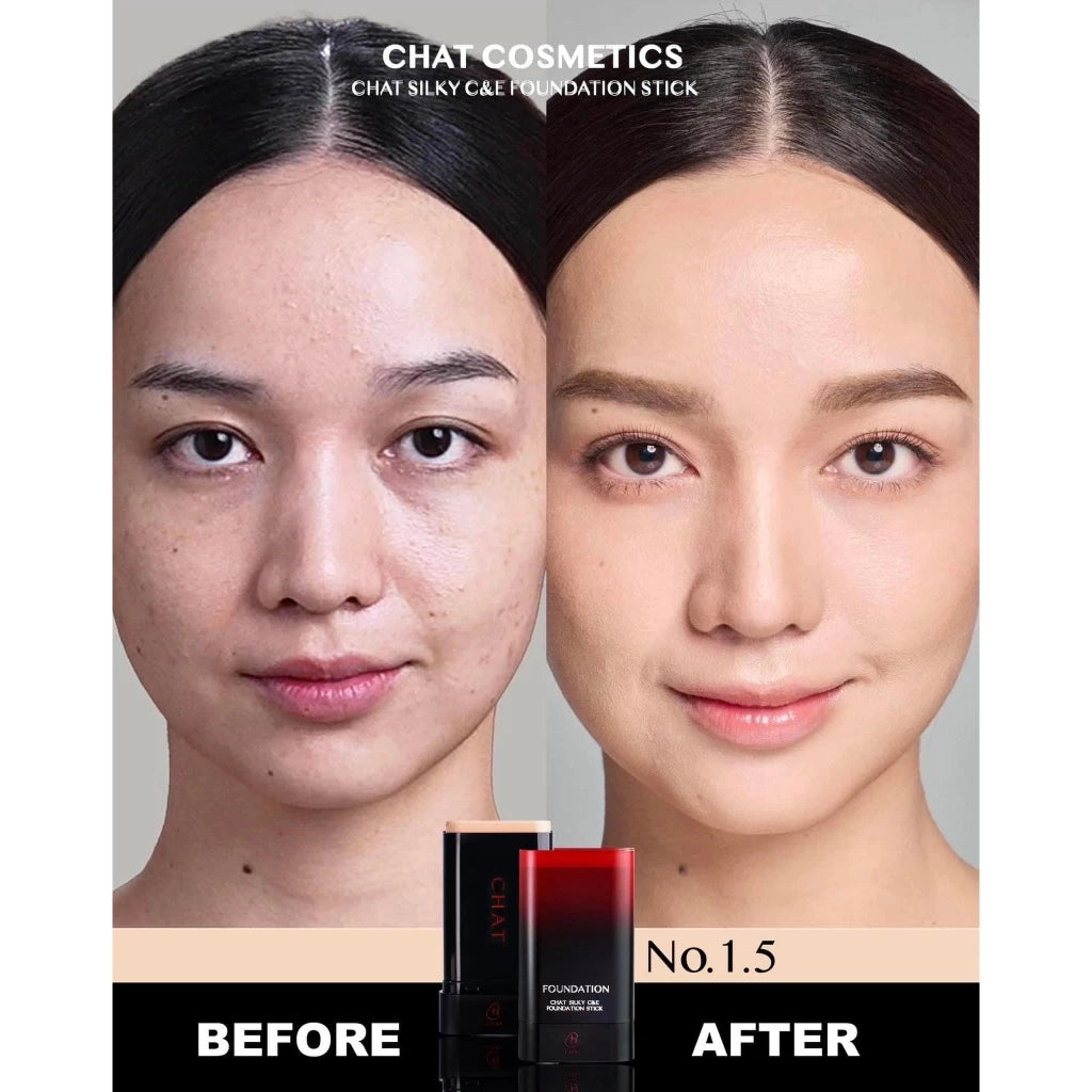 CHAT Silky C&E Foundation Stick รองพื้นสติ๊กน้องฉัตร ปาดเดียวสวยเป๊ะ (มี4เฉด)