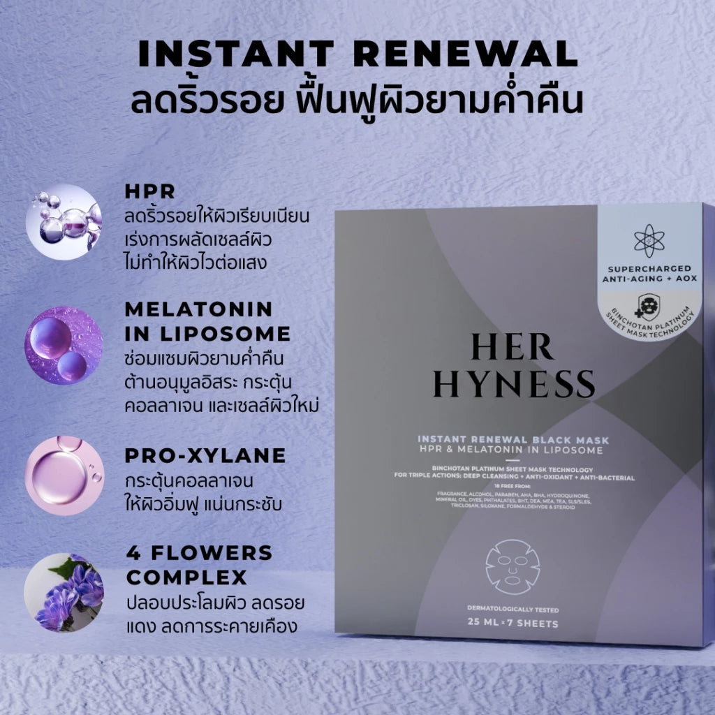 ⛔️ (Pre-order) Her Hyness Black Mask Sheet Trial Set 4 แผ่น