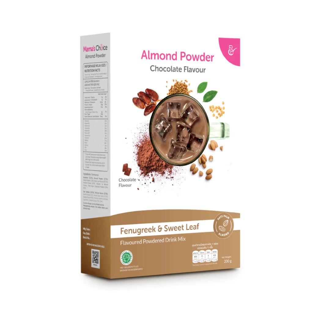 ⛔️ (Pre-order) Mama’s Choice Almond Milk Powder – นมอัลมอนด์ผสมอินทผลัม & ลูกซัด รสช็อกโกแลต 200g