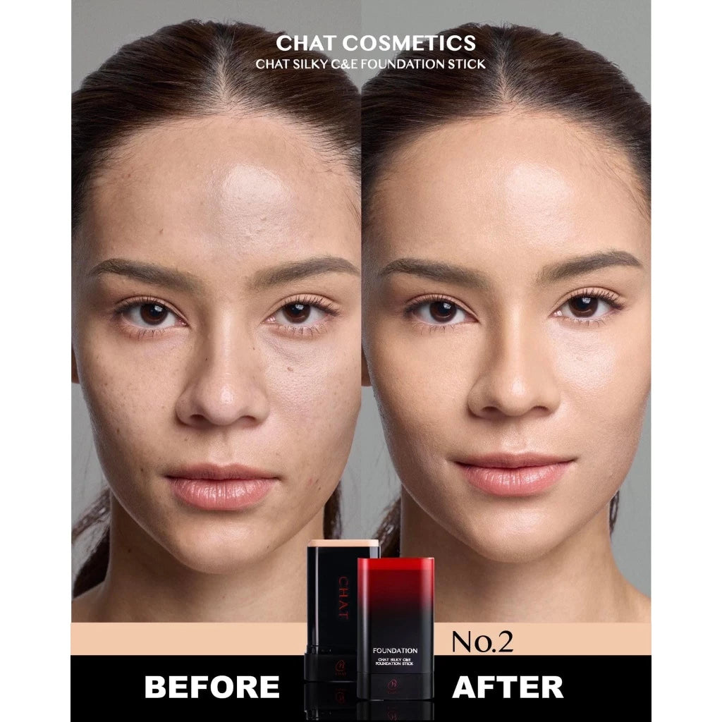 CHAT Silky C&E Foundation Stick รองพื้นสติ๊กน้องฉัตร ปาดเดียวสวยเป๊ะ (มี4เฉด)