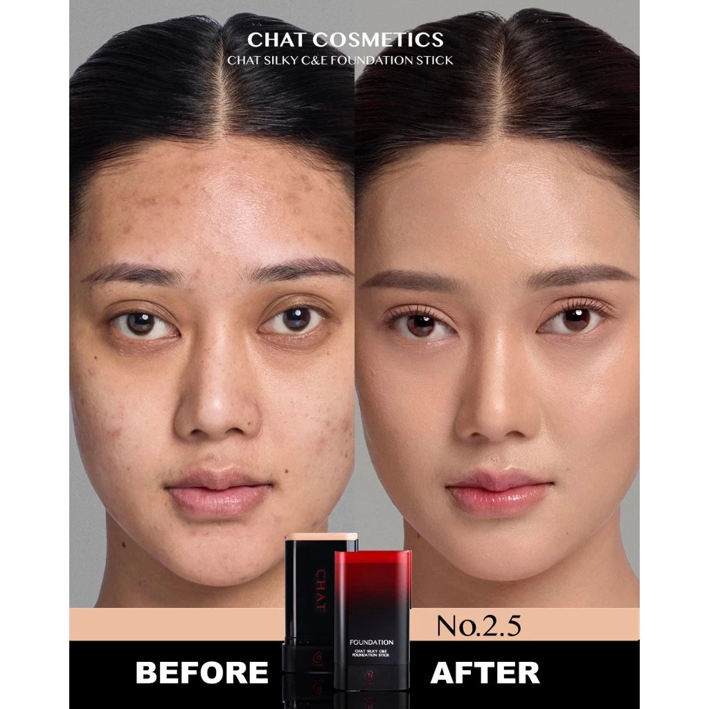 CHAT Silky C&E Foundation Stick รองพื้นสติ๊กน้องฉัตร ปาดเดียวสวยเป๊ะ (มี4เฉด)