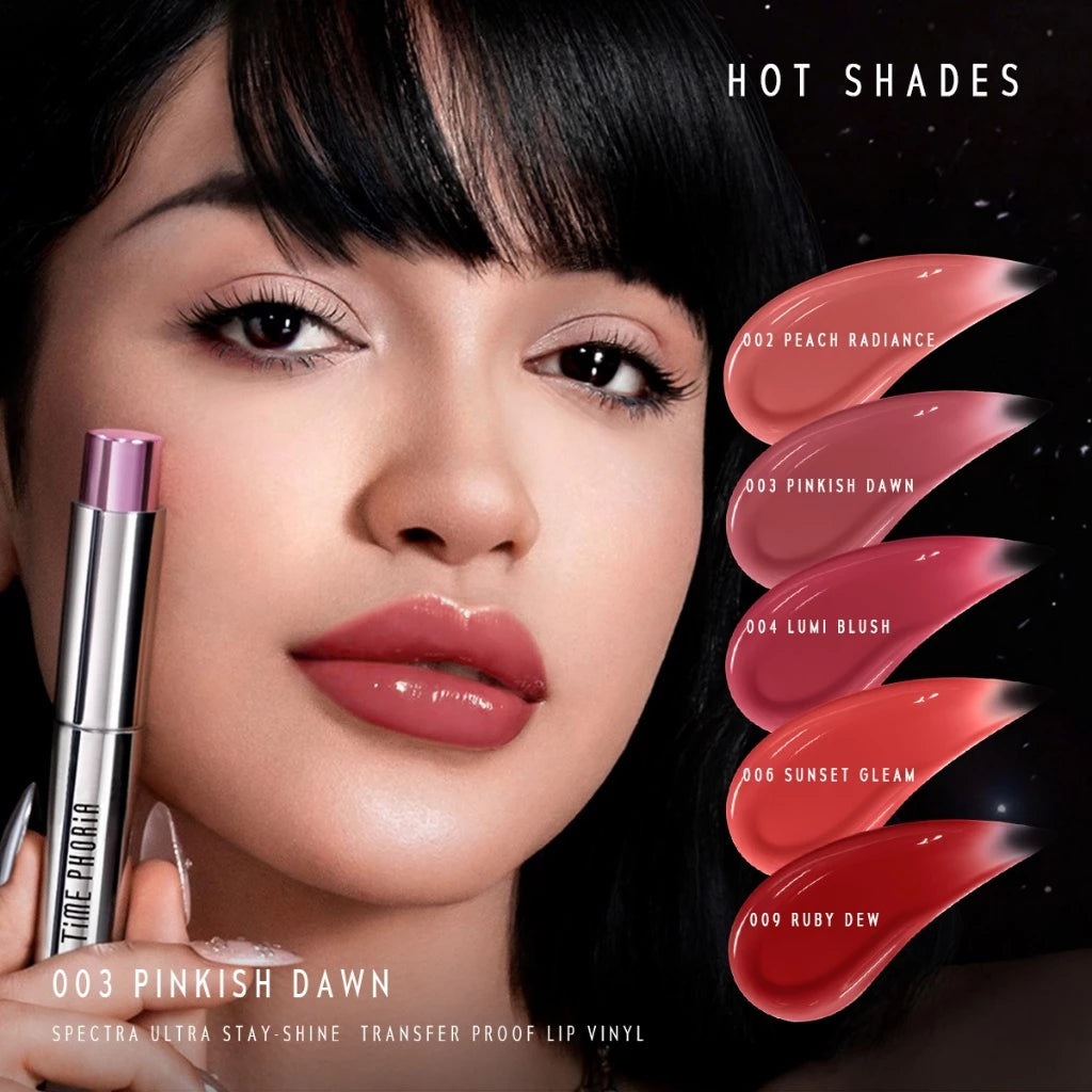 ⛔️ (Pre-order) TIME PHORIA Spectra Ultra Stay-Shine Transfer Proof Lip Vinyl ลิปไวนิลบางเบา สีชัด ติดทน