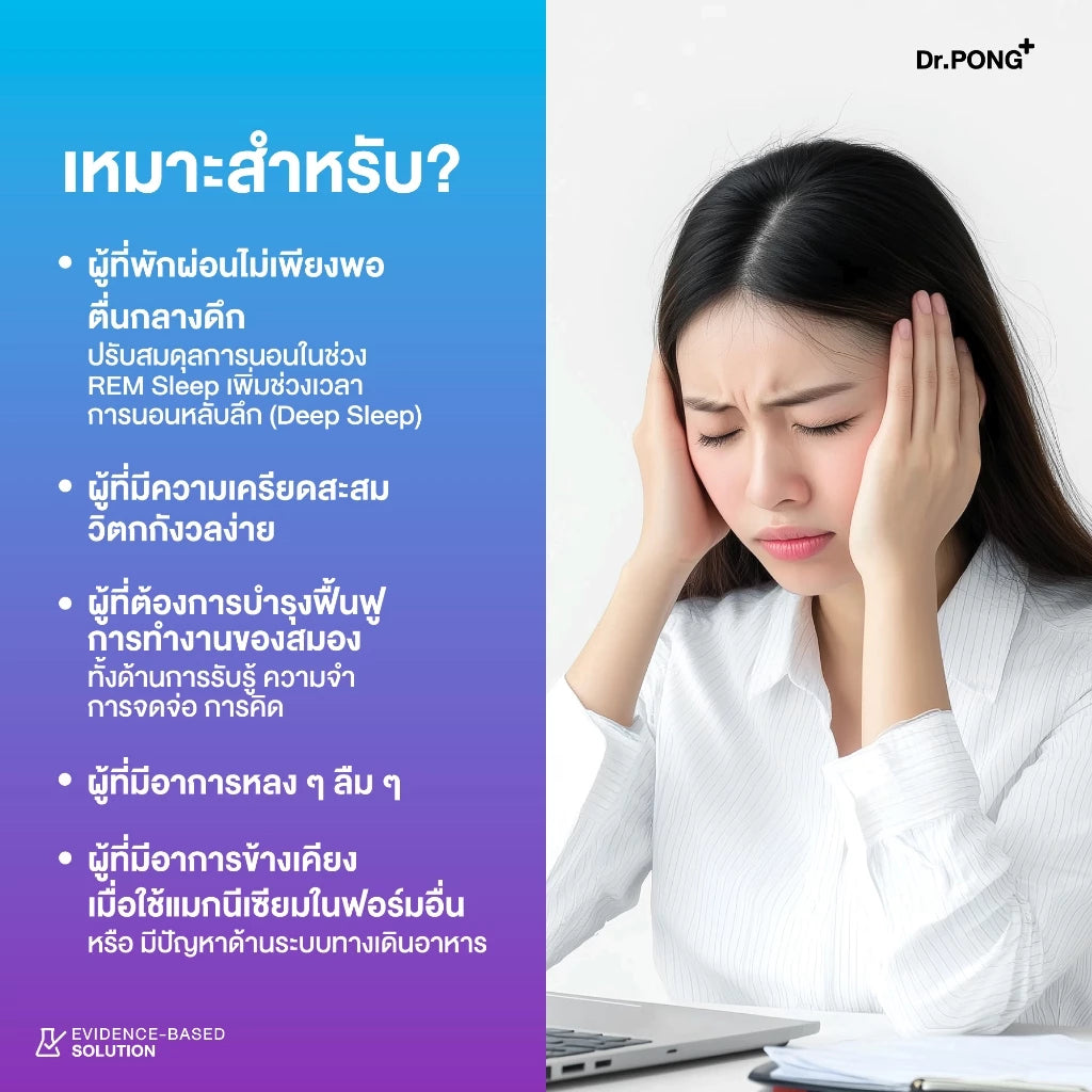⛔️ (Pre-order) Dr.PONG Magtein® Magnesium L-Threonate บำรุงสมอง หลับลึก ลดความเครียด500mg 60แคปซูล