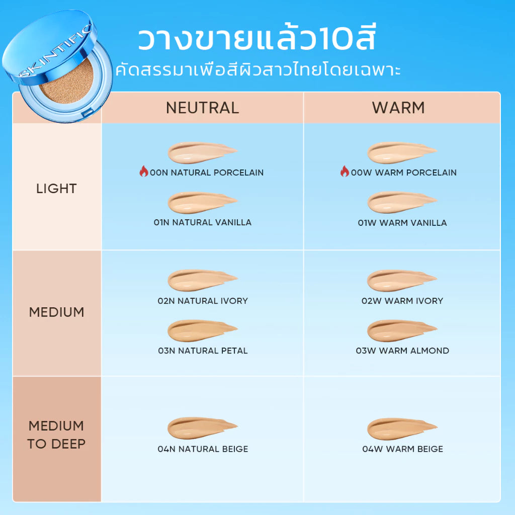 ⛔️ (Pre-order) SKINTIFIC Perfect Stay Velvet Matte Cushion คุชชั่นรองพื้นฟินิชแมตต์ สีฟ้า 11ml.