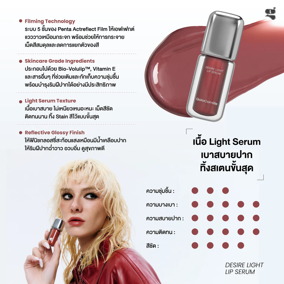 ⛔️ (Pre-order) GALA CAMILLE Desire Light Lip Serum ลิปทินท์เนื้อเซรั่ม บางเบา ฉ่ำวาว ติดสเตน 3.5g.