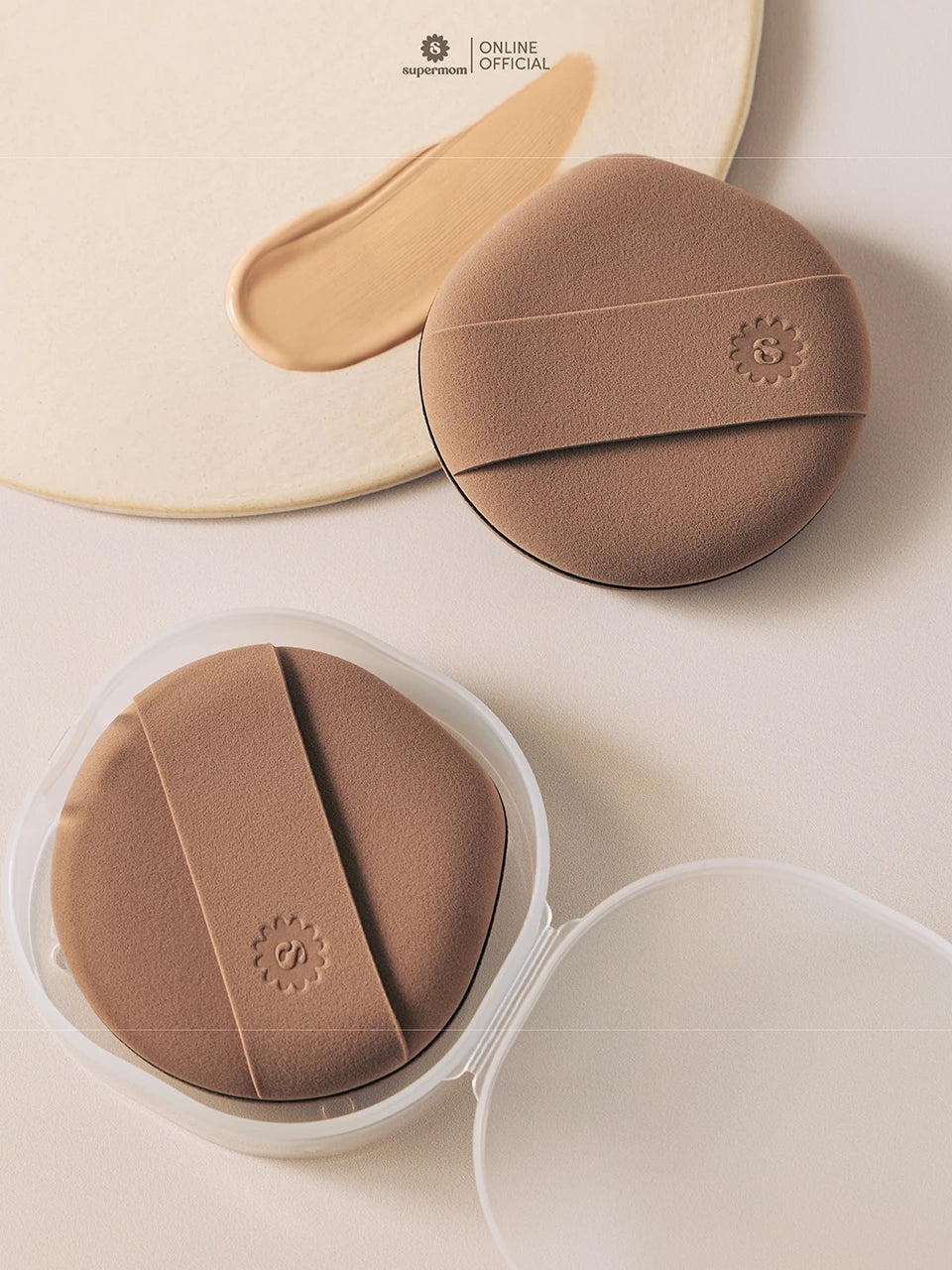 (Pre-order) SUPERMOM Water Drop Double-Sided Puff พัฟแต่งหน้า 2 ด้าน พร้อมตลับ 1 ชิ้น