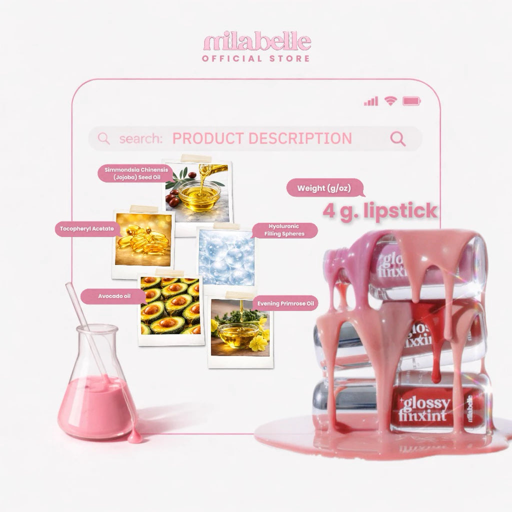 ⛔️(Pre-order) MILABELLE Glossy Fix Tint ลิปกลอสทิ้นท์ปากฉ่ำ เม็ดสีชัด ติดทนนาน 4g.