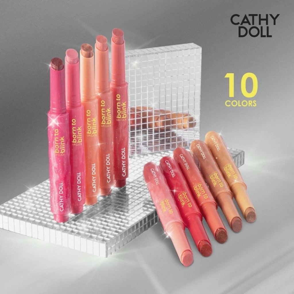 ⛔️ (Pre-order) CATHY DOLL Born To Bling Lip Click ลิปคลิกกลอสซี่บาล์ม สีชัดในปาดเดียว 2g.