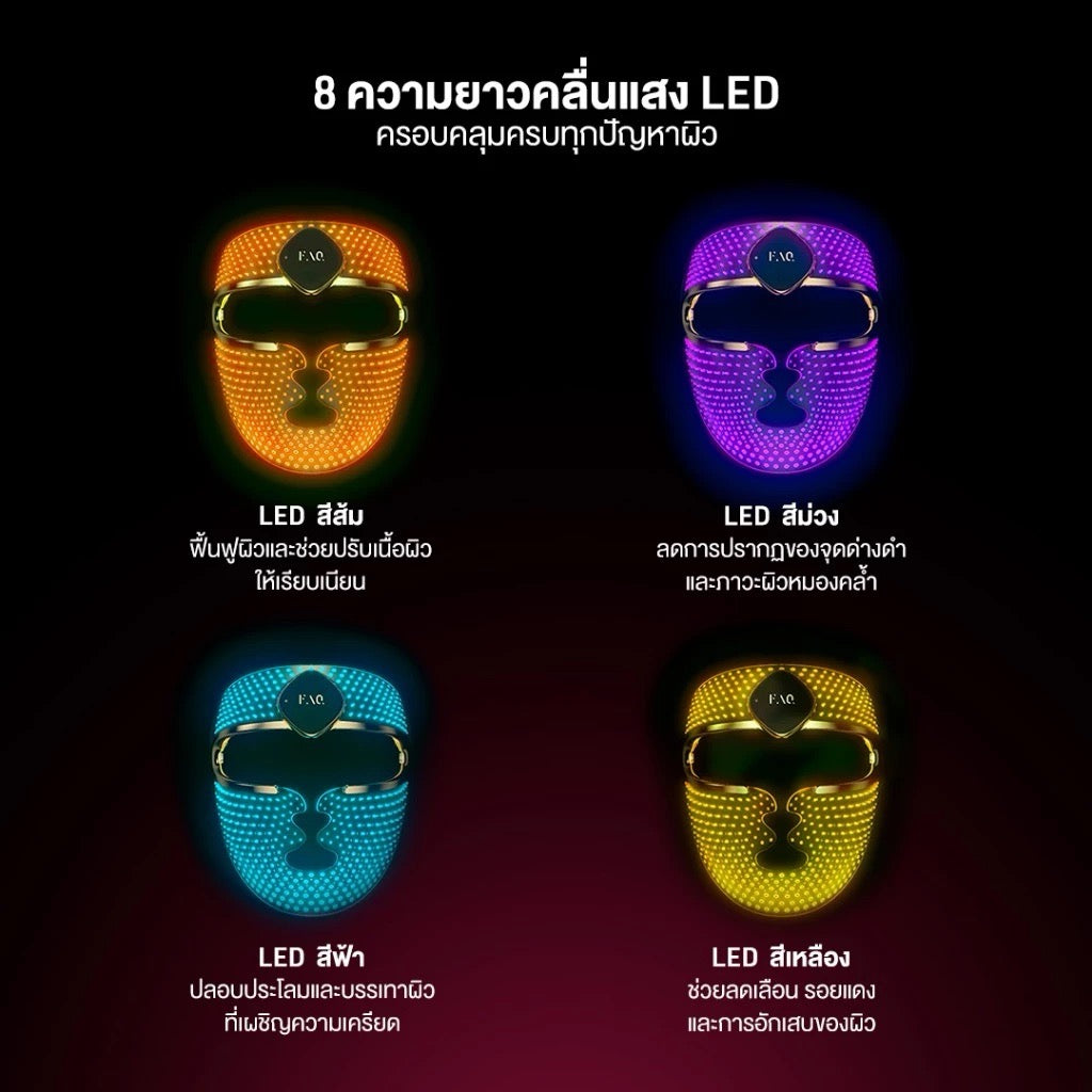 ⛔️ Prorder 5-7 Days ⛔️ FAQ 202 LED Silicone Mask หน้ากากซิลิโคน LED 7 สี + NIR ฟื้นฟูและชะลอวัยผิว เห็นผลใน 2 สัปดาห์ + Free Peptide Serum