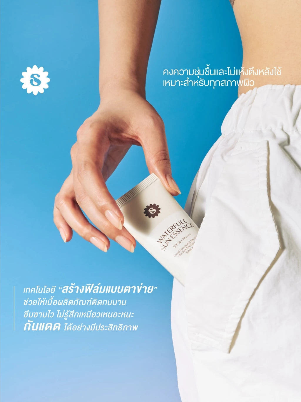 (Pre-order) SUPERMOM WATERFULL SUN ESSENCE SPF50+ PA++++ กันแดดเอสเซนส์เนื้อบางเบา 50ml