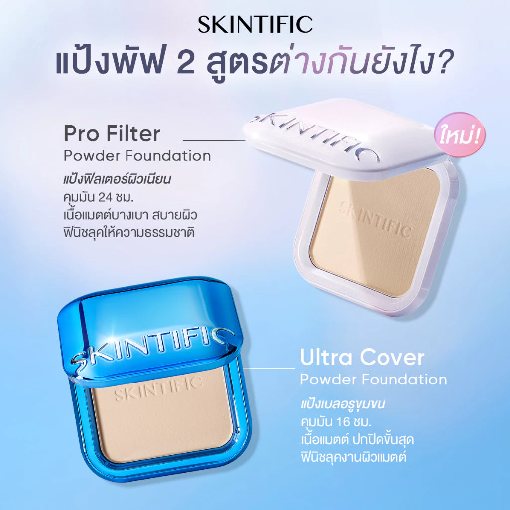 ⛔️ (Pre-order) SKINTIFIC Ultra Cover Powder Foundation One swipe แป้งพัฟ คุมมัน บางเบา 9g.