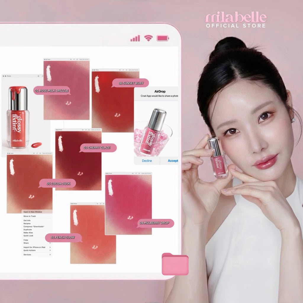 ⛔️(Pre-order) MILABELLE Glossy Fix Tint ลิปกลอสทิ้นท์ปากฉ่ำ เม็ดสีชัด ติดทนนาน 4g.