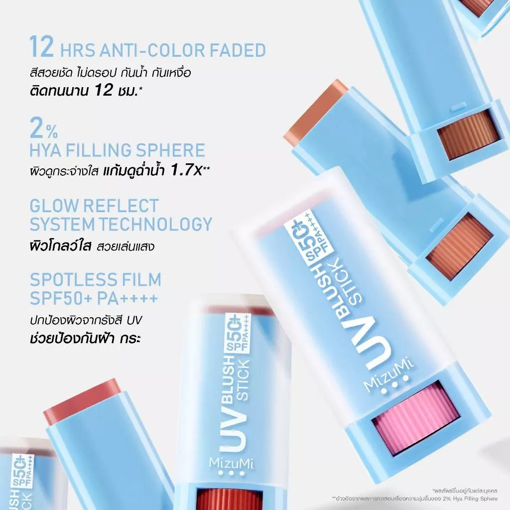 ⛔️ (Pre-order) MizuMi UV Blush Stick SPF50+ PA++++ บลัชกันแดด แก้มกระจก (มีเฉดให้เลือก)