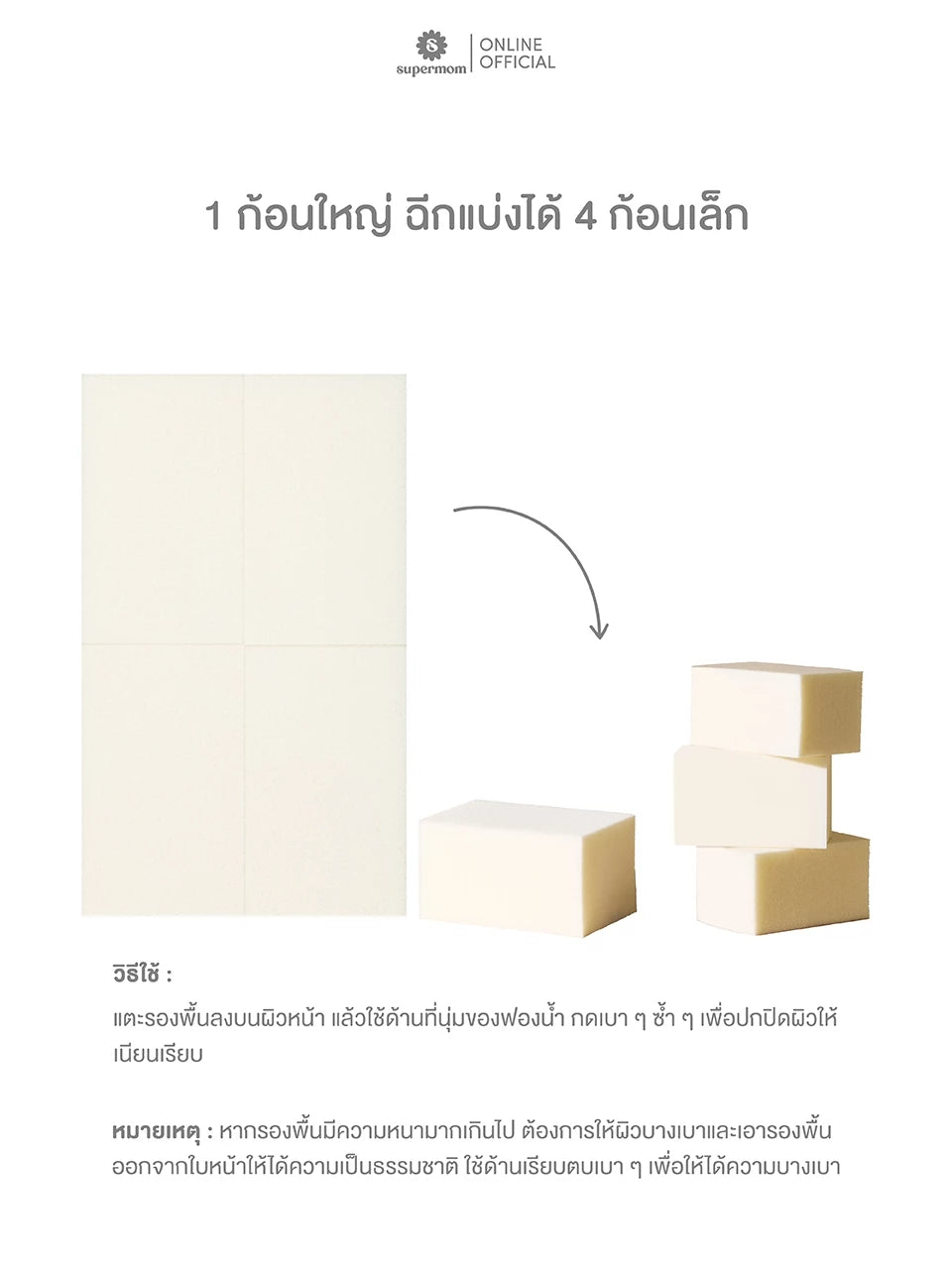 (Pre-order) SUPERMOM STUDIO FIT SPONGE 4P ฟองน้ำตบรองพื้นแบบแห้ง