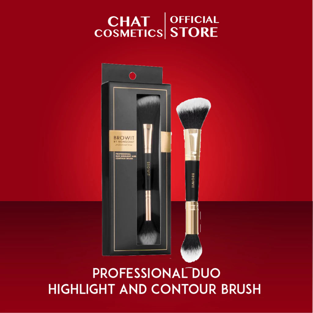 ⛔️ (Pre-order) CHAT COSMETICS Browit Professional Duo Brush แปรงไฮไลท์และคอนทัวร์ 2in1 ขนนุ่ม ด้ามจับถนัดมือ
