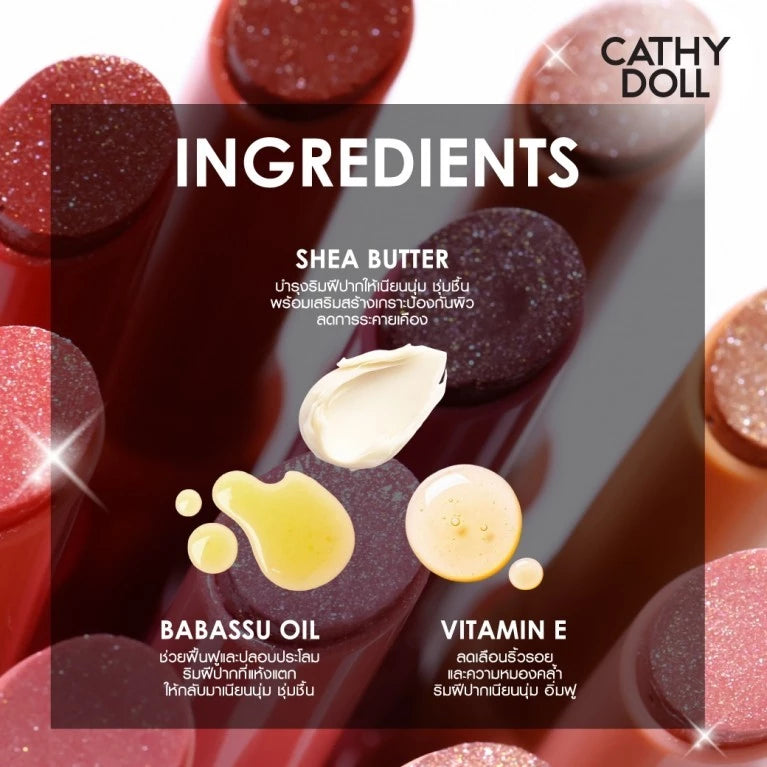 ⛔️ (Pre-order) CATHY DOLL Born To Bling Lip Click ลิปคลิกกลอสซี่บาล์ม สีชัดในปาดเดียว 2g.