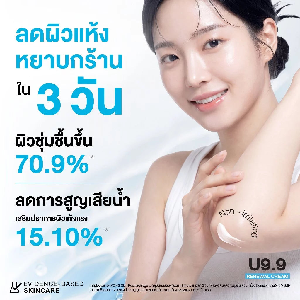 (Pre-order)Dr.PONG U9.9 Renewal Cream ครีมฟื้นผิวแห้งลอก ลดขนคุด ผิวนุ่มชุ่มชื้น 50 g